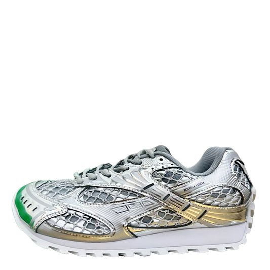 Bottega Veneta Unisex Metallic Mesh Low - Top Sneakers With Gold Accents