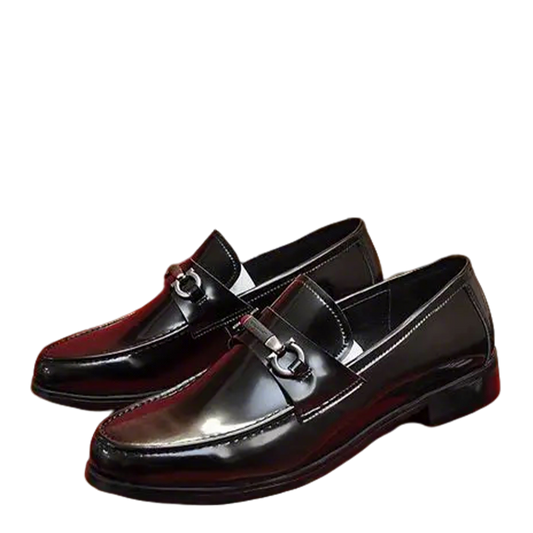 Salvatore Ferragamo Men's Polished Black Leather Gancini Loafers