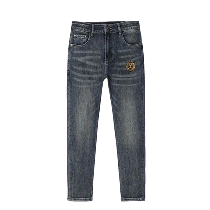 Louis Vuitton Men's Dark Blue Denim Jeans With Luxury Emblem
