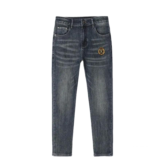 Louis Vuitton Men's Dark Blue Denim Jeans With Luxury Emblem
