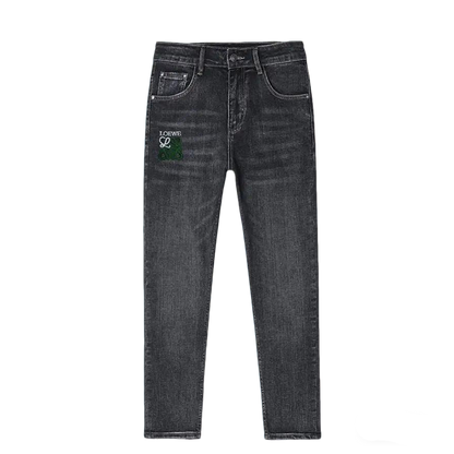 Loewe Men's Stylish Grey Denim Jeans With Distinctive Brand Embroidery