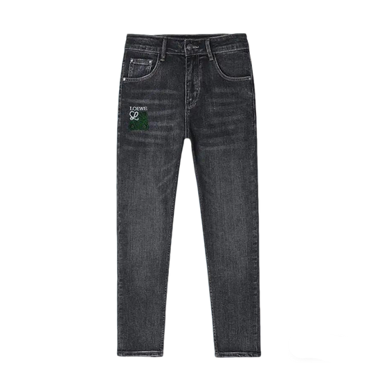 Loewe Men's Stylish Grey Denim Jeans With Distinctive Brand Embroidery