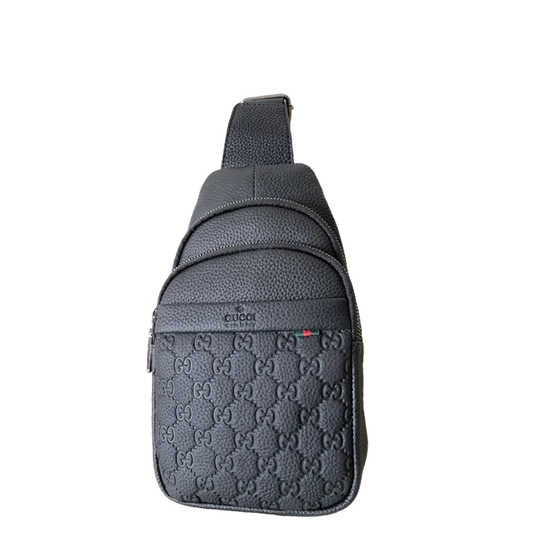 Stylish Black Gucci Sling Bag With Embossed GG Pattern And Brand Detailing For Modern Fashion 3218