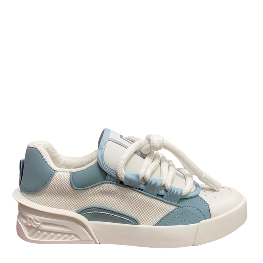 Dolce & Gabbana Unisex Blue And White Low - Top Sneakers With Branding