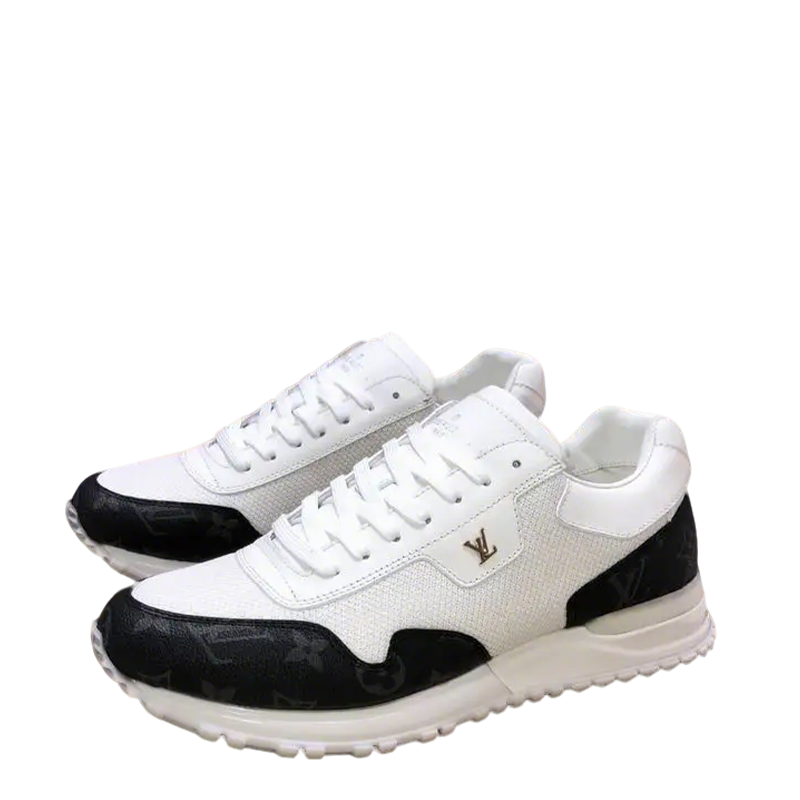 Louis Vuitton Men's White And Black Mesh Sneakers With Signature Logo