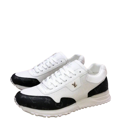 Louis Vuitton Men's White And Black Mesh Sneakers With Signature Logo