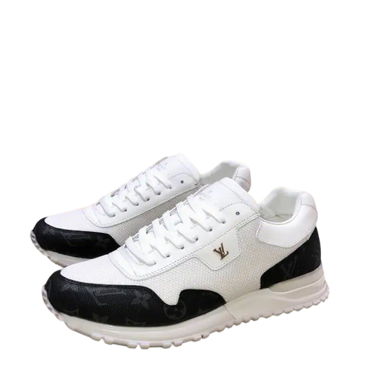 Louis Vuitton Men's White And Black Mesh Sneakers With Signature Logo