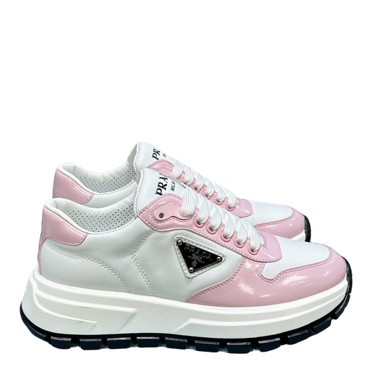 Prada Pink And White Chunky Platform Sneakers For Fashion