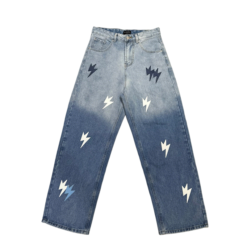 Balenciaga Unisex Jeans With Lightning Bolt Prints And Gradient Design