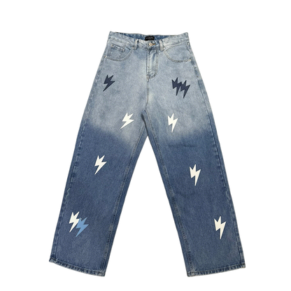 Balenciaga Unisex Jeans With Lightning Bolt Prints And Gradient Design