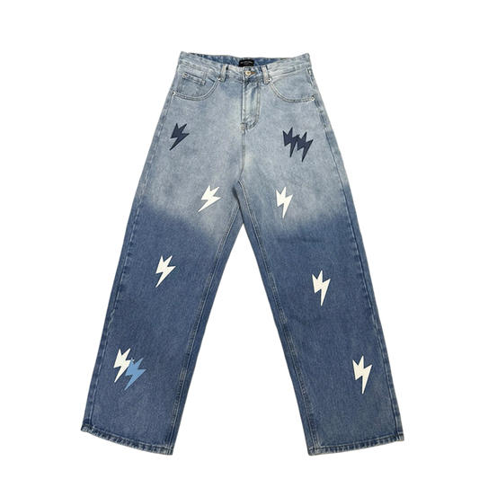 Balenciaga Unisex Jeans With Lightning Bolt Prints And Gradient Design