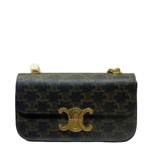 Celine shoulder bag Triomphe Patterned Chain Bag With Gold Logo Buckle 7992
