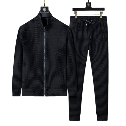 Men's AMIRI Black Textured Zip - Up Jacket And Jogger Set