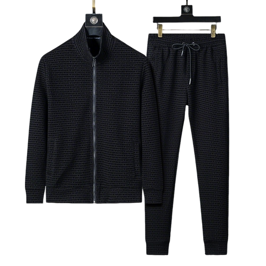 Men's AMIRI Black Textured Zip - Up Jacket And Jogger Set