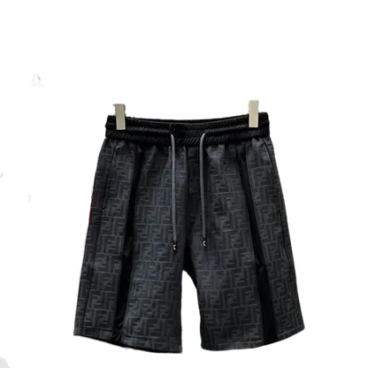 Fendi Men's Black FF Logo Pattern Casual Shorts