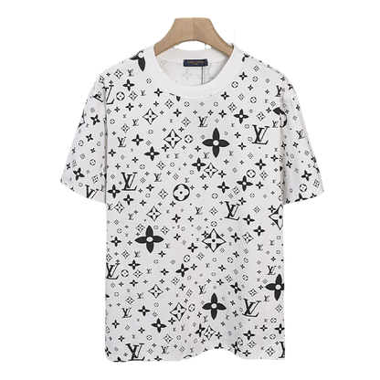 Louis Vuitton Monogram Printed White Short Sleeve T Shirt for Fashion Enthusiasts