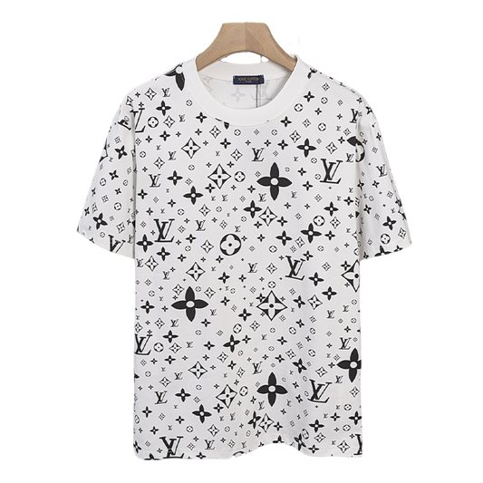 Louis Vuitton Monogram Printed White Short Sleeve T Shirt for Fashion Enthusiasts