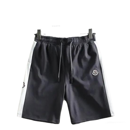 Moncler Men's Black and White Drawstring Casual Shorts