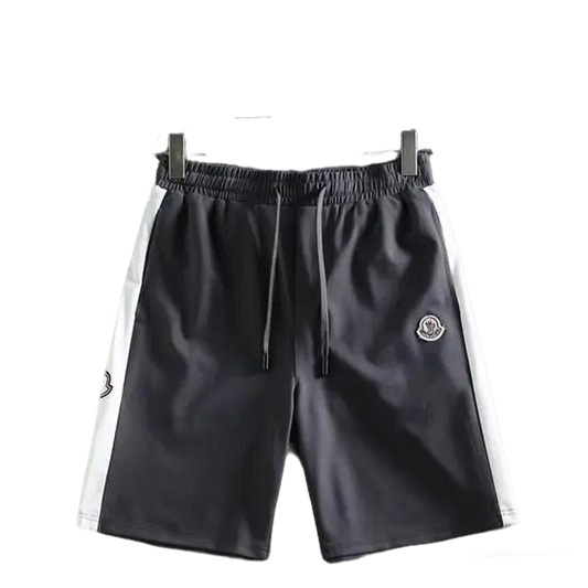 Moncler Men's Black and White Drawstring Casual Shorts