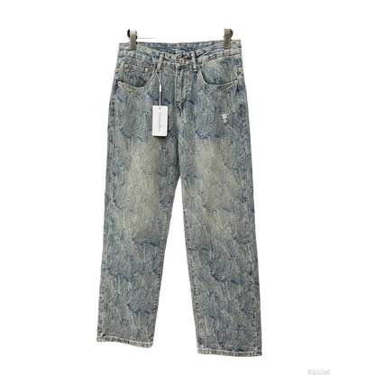 Dior Light Blue Denim Jeans With Unique Pattern And Logo Tag