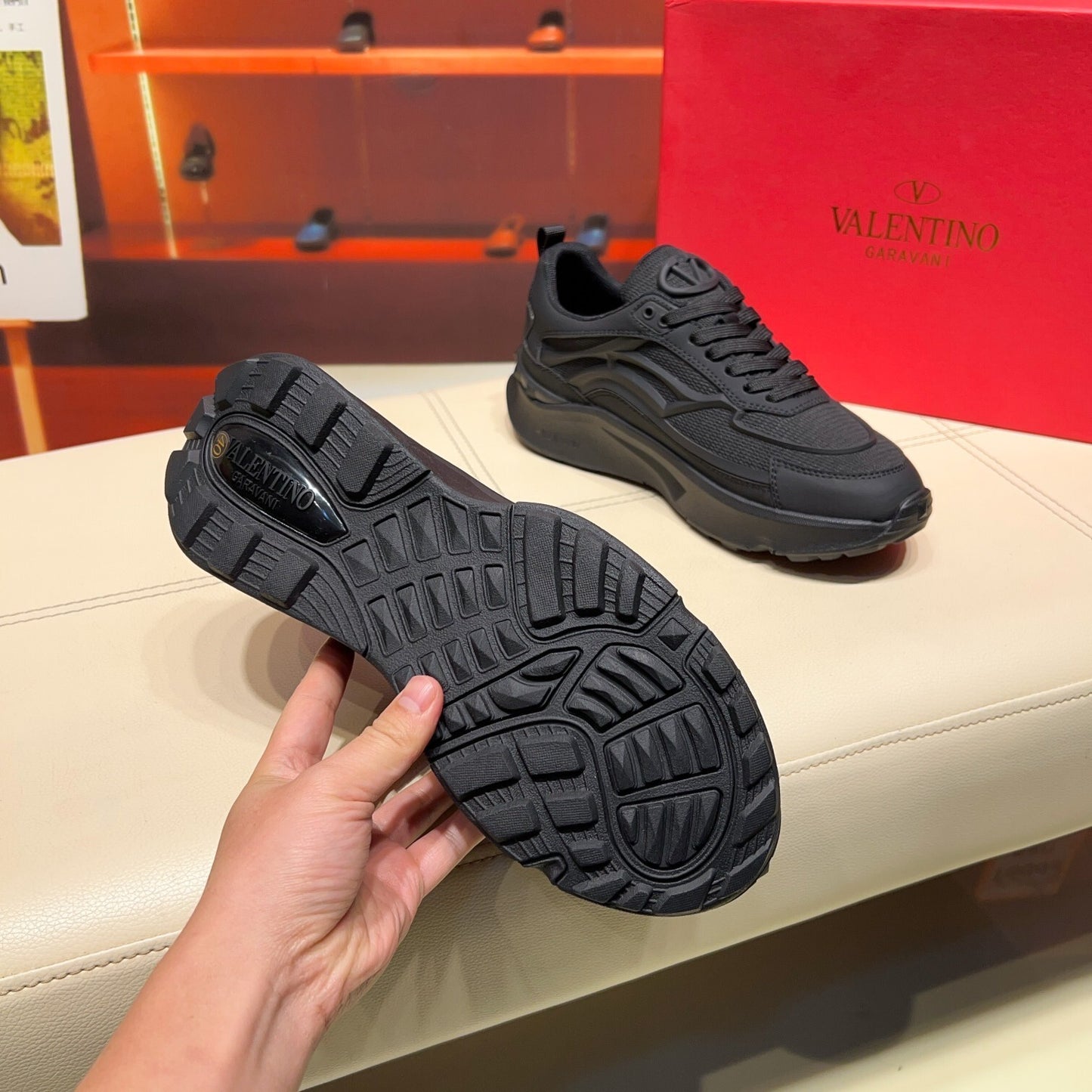 Valentino Men's Luxury Sneakers Fashion Mesh Design Casual Athletic Shoes