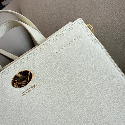 Timeless Cream Burberry Handbag with Gold - Tone Embellishment and Detachable Strap Style No.3491