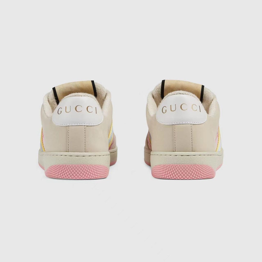 Gucci Unisex Sneakers With Pastel Stripes And GG Monogram Details
