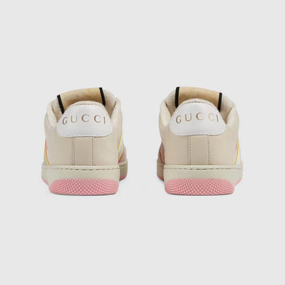 Gucci Unisex Sneakers With Pastel Stripes And GG Monogram Details