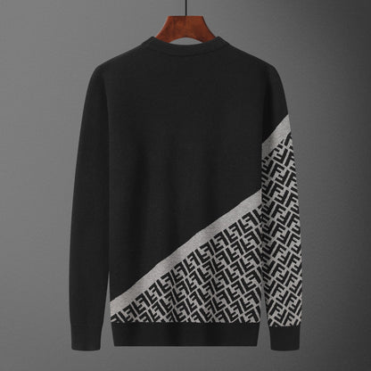 Fendi Black Crew Neck Sweater With Signature FF Pattern