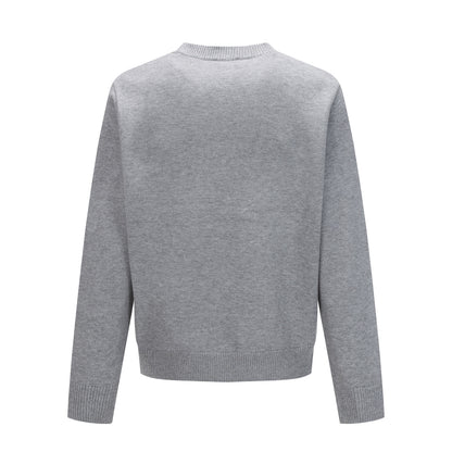 Burberry Men's Grey Crew Neck Sweater With Equestrian Print