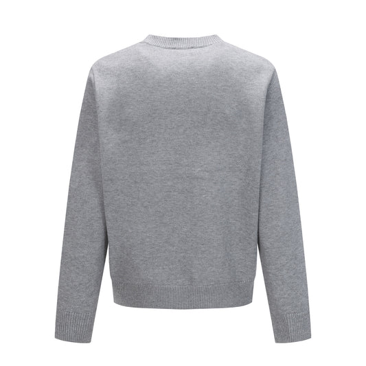 Burberry Men's Grey Crew Neck Sweater With Equestrian Print