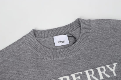 Burberry Men's Grey Crew Neck Sweater With Equestrian Print