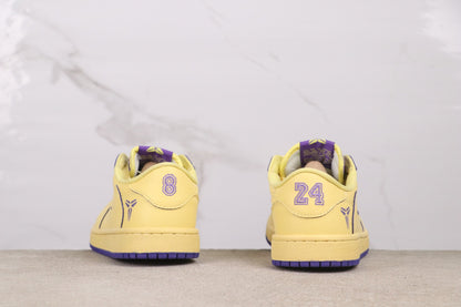 Air Jordan 1 Low Yellow Purple Kobe Edition Leather Basketball Shoes
