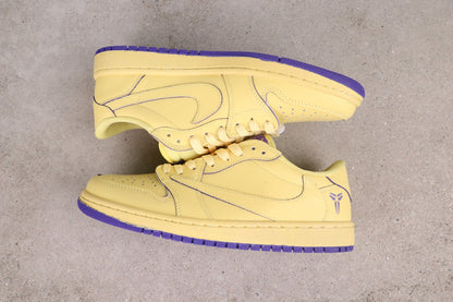 Air Jordan 1 Low Yellow Purple Kobe Edition Leather Basketball Shoes