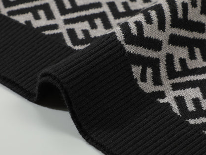 Fendi Black Crew Neck Sweater With Signature FF Pattern