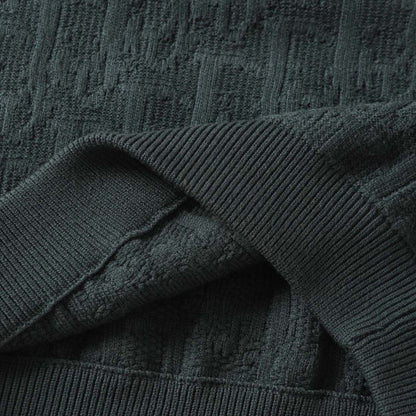 Dior Dark Green Patterned Crew Neck Long Sleeve Fashion Sweater