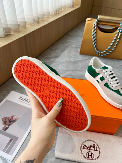 Hermes Women's Sneakers Iconic H Logo Leather Casual Fashion Shoes