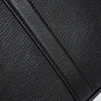 Prada Black Leather Briefcase With Iconic Logo For Professional Style P5183-1