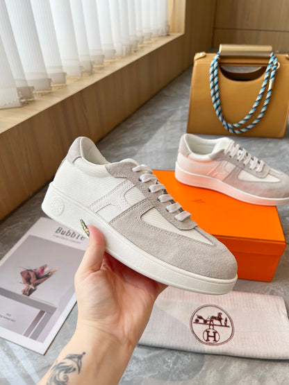 Hermes Women's Sneakers Iconic H Logo Leather Casual Fashion Shoes