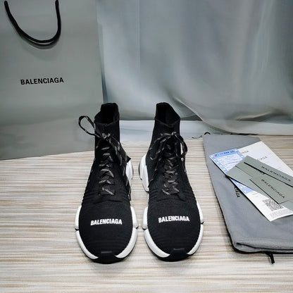 Balenciaga Unisex Black Sock Sneakers with Graffiti Sole Fashion Essential for Men and Women