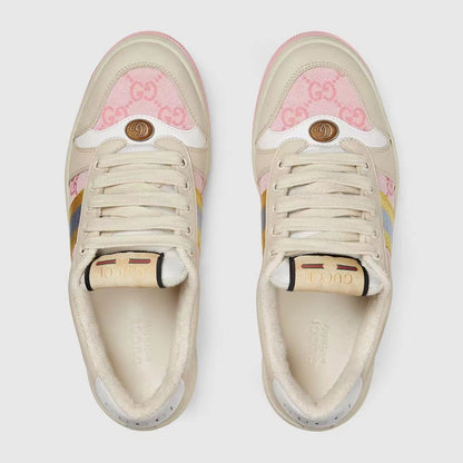 Gucci Unisex Sneakers With Pastel Stripes And GG Monogram Details