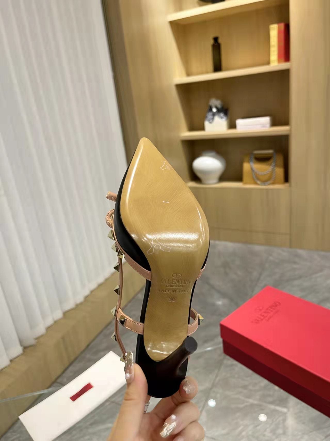 Valentino Women's Rockstud Bow Slingback Pumps Luxury Pointed Toe High Heels