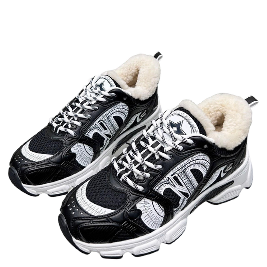 Women's Dior Black And White Sneakers With Fleece Lining