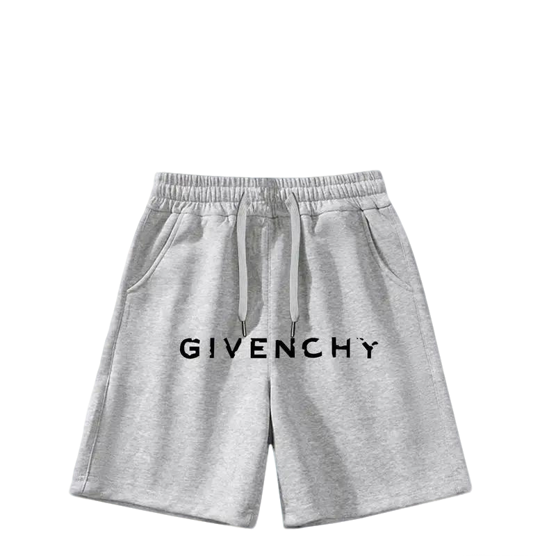 Givenchy Men's Gray Drawstring Shorts with Brand Logo Print