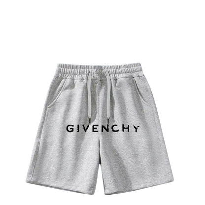 Givenchy Men's Gray Drawstring Shorts with Brand Logo Print