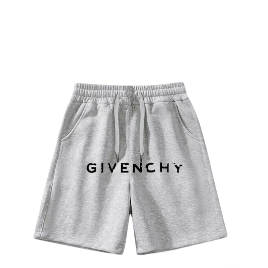 Givenchy Men's Gray Drawstring Shorts with Brand Logo Print