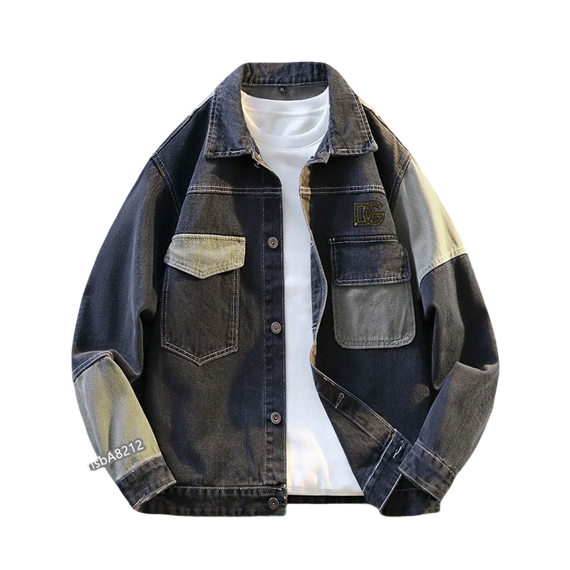 Dolce & Gabbana Inspired Patchwork Denim Jacket With Logo Accent
