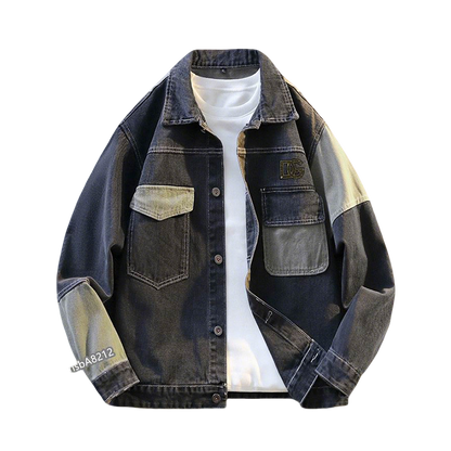Dolce & Gabbana Inspired Patchwork Denim Jacket With Logo Accent