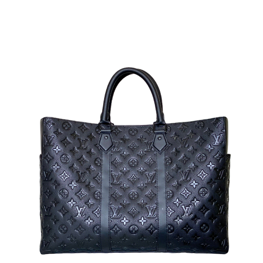 Elegant Louis Vuitton Black Embossed Leather Tote Bag for Timeless Luxury Style M47059