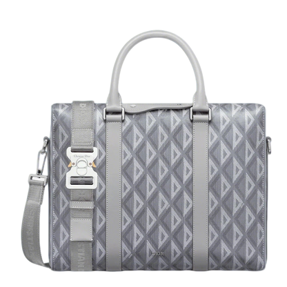 Elegant Dior Lingot Briefcase With Geometric Pattern And Signature Buckle 93266